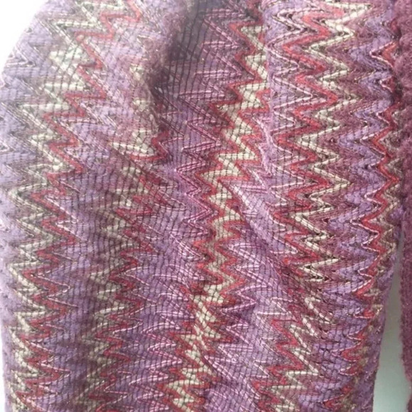 Missoni Scarf Long Fringe Multicolor Zig Zag Knit Wool Mohair Blend Purple - Picture 4 of 5